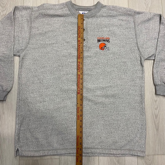NFL Vintage Cleveland Browns Gray 3 Button Crew Neck Mens Large - Picture 5 of 10